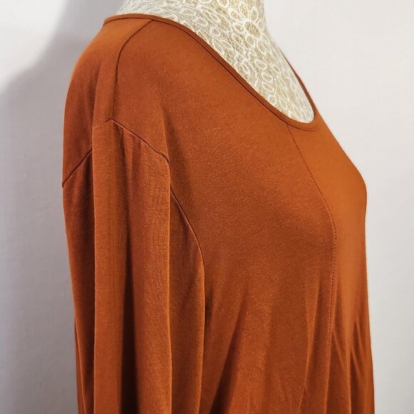 Zenergy by Chico's SZ 2/L Burnt Orange 3/4 Sleeve Scoop Neck Seam Detail Tunic - Picture 6 of 14